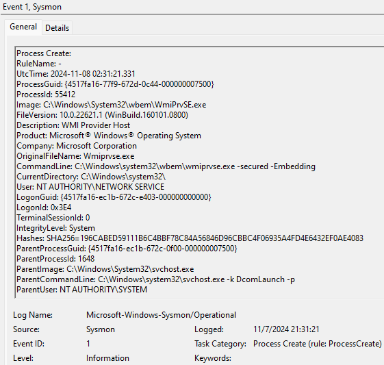 Sysmonが記録したイベントをWindowsイベントビューアーで確認する例（Microsoft公式資料）