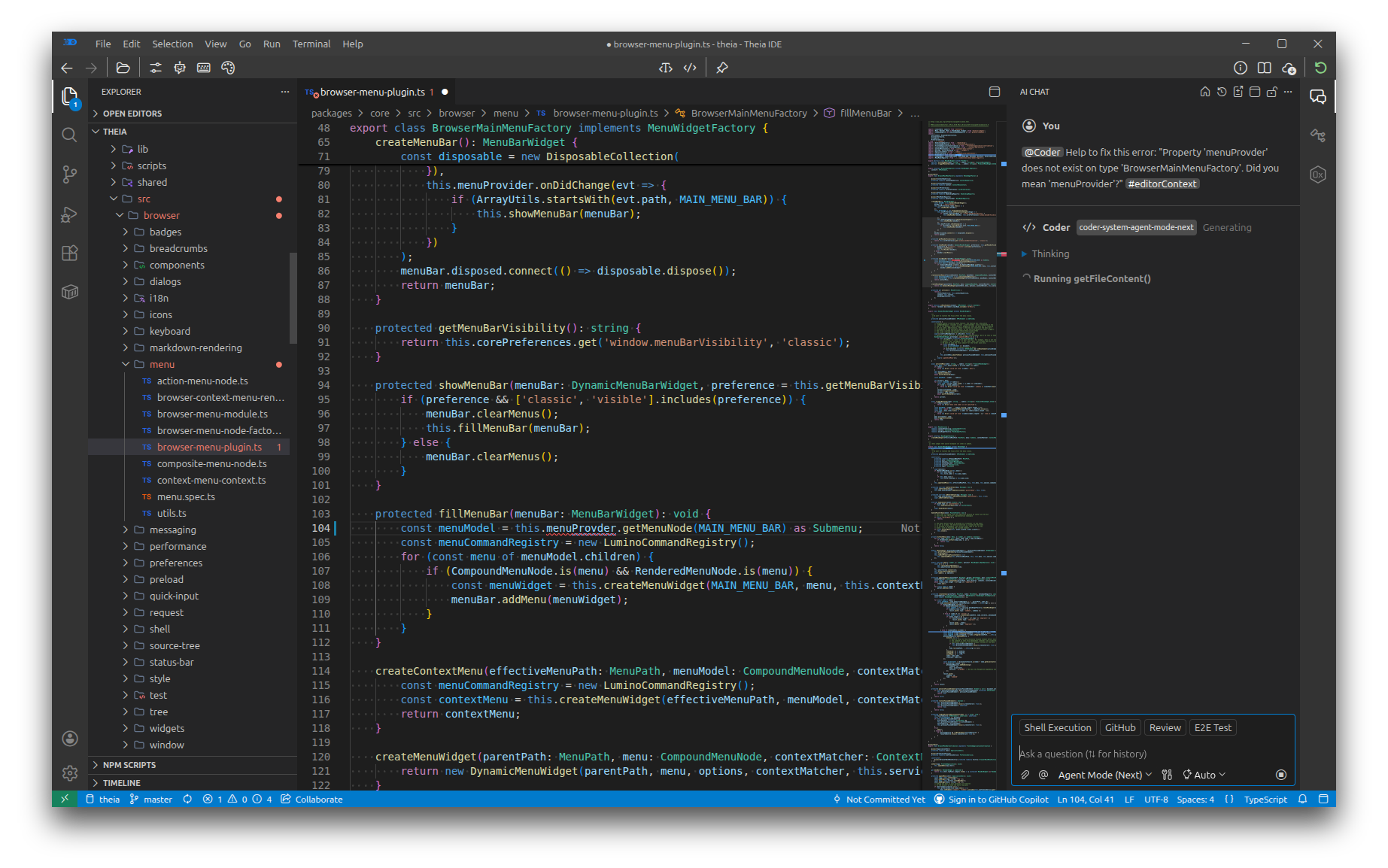 Theia IDE 公式サイトの画面例