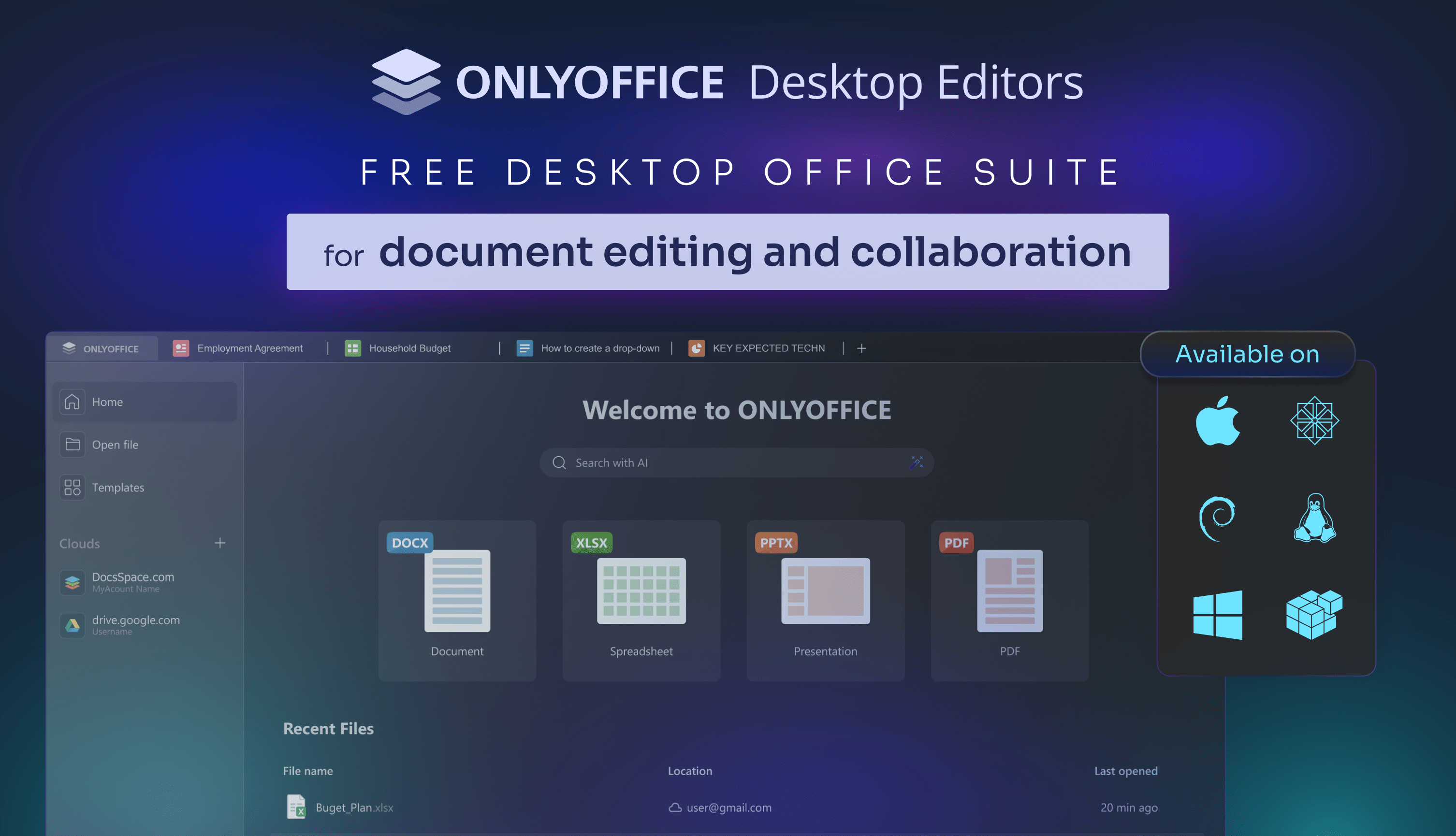 onlyoffice 公式サイトの画面例(バージョン未確認)