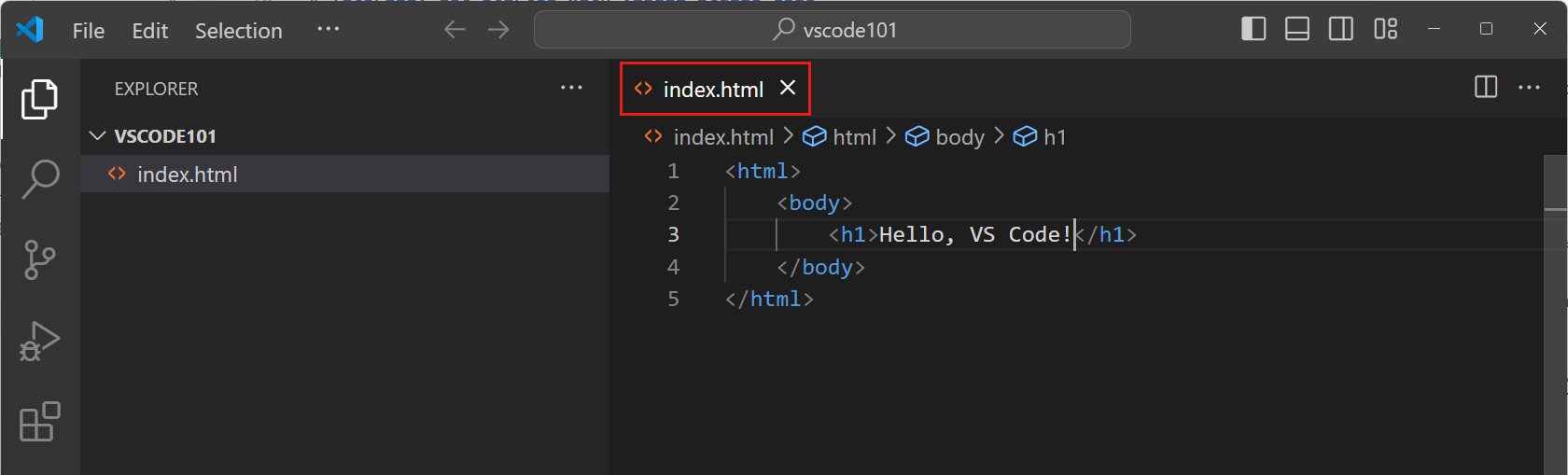 Visual Studio Code 公式チュートリアルのエディター画面例