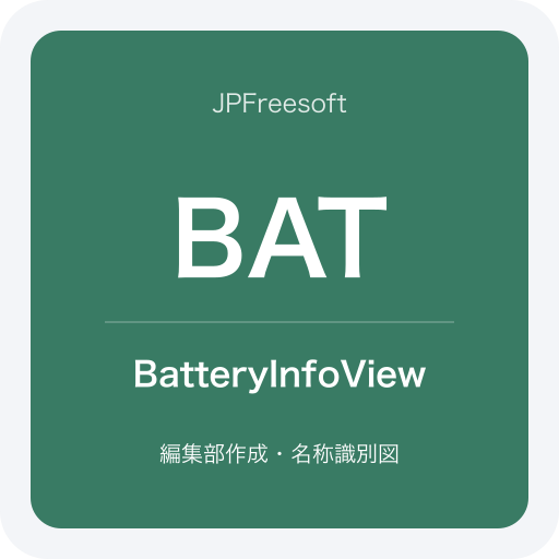 BatteryInfoViewの名称識別図（JPFreesoft編集部作成・公式ロゴではありません）