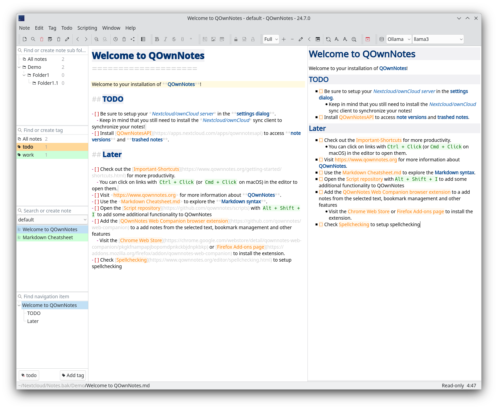 qownnotes 公式サイトの画面例(バージョン未確認)