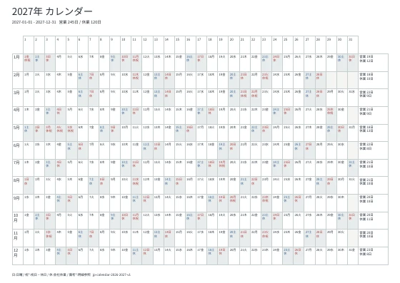 会社向け・日付を横に追う年表の実際のPDF・1ページ目